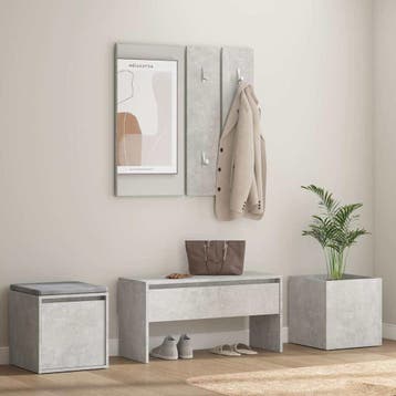 vidaXL Garderobe set bewerkt hout betongrijs, Verzenden