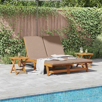 vidaXL Ligstoel 3 st Massief Acacia Hout Taupe, Tuin en Terras, Verzenden, Nieuw