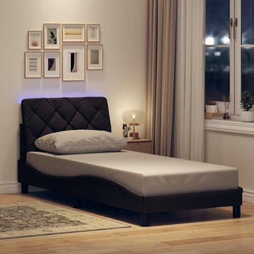 vidaXL Bedframe met LED zonder matras 90x190 cm stof, Verzenden
