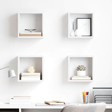 vidaXL Wandschappen kubus 4 st 26x15x26 cm wit, Verzenden