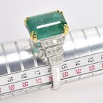 Ring Platina - 6.99ct. tw. Smaragd - Diamant, Handtassen en Accessoires, Ringen, Nieuw