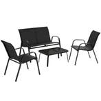 tectake Zitgroep Nora voor 4 personen, textilene-weefsel - z, Tuin en Terras, Verzenden, Nieuw