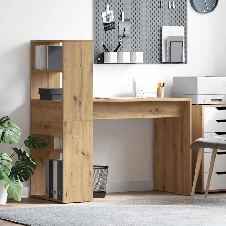 vidaXL Bureau Artisan Eiken Bewerkt hout 113 x 54 x 120 cm, Maison & Meubles, Bureaux, Envoi