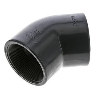 Raccord coudé 45deg Rp2 1/2 Femelle PVC-U 16bar (224.8psi), Verzenden