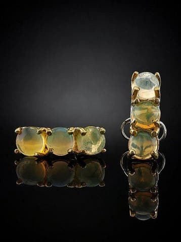 Regenboog-opaal oorstekers - 925 zilver - Elegante vergulde