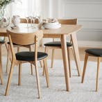 Eikenhouten eetkamerstoel| Zwart zitkussen| Op voorraad, Bruin, Verzenden, Modern/Scandinavisch, Nieuw