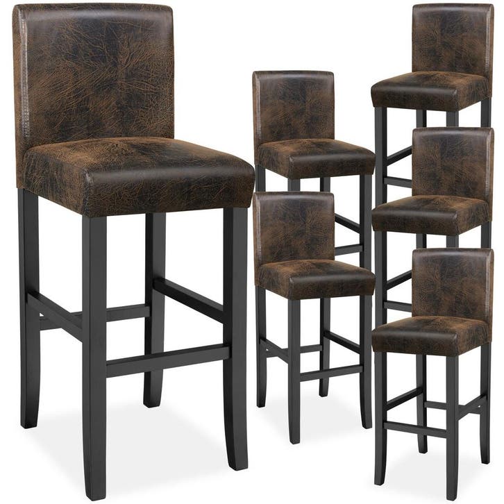 Barkruk van kunstleer - oud bruin, Set van 6, Maison & Meubles, Tabourets de bar, Envoi