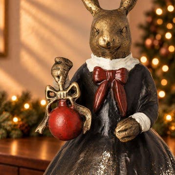 sculptuur, Christmas Rabbit - 35 cm - Aluminium, Nieuw