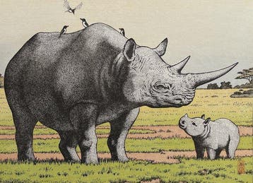 Sai (Rhinoceros) - Toshi Yoshida (1911-1995) - Japan, Antiek en Kunst