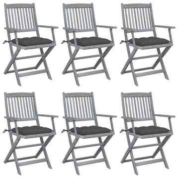 vidaXL Inklapbare stoelen 6 st met kussens massief, Verzenden, Nieuw