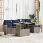 vidaXL 6-delige Loungeset met kussens poly rattan grijs, Verzenden, Nieuw, Loungeset