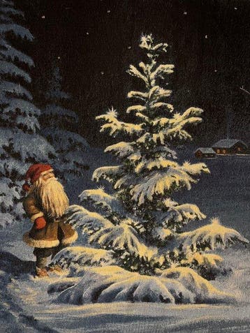 Noordse wintermagie – Kerstgobelin van katoen - Wandtapijt -