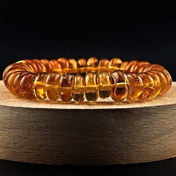 Baltische barnsteenarmband – Gladde honingschijven –