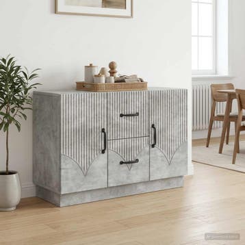 vidaXL Dressoir met lade Betongrijs 89 x 34,5 x 57 cm, Verzenden
