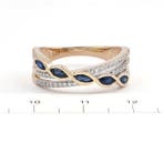 Bague - 14 carats Or jaune - 0.68ct. tw. Saphir - Diamant