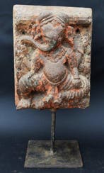 Oud hoog reliëf van Ganesh - Hout - India - negentiende eeuw