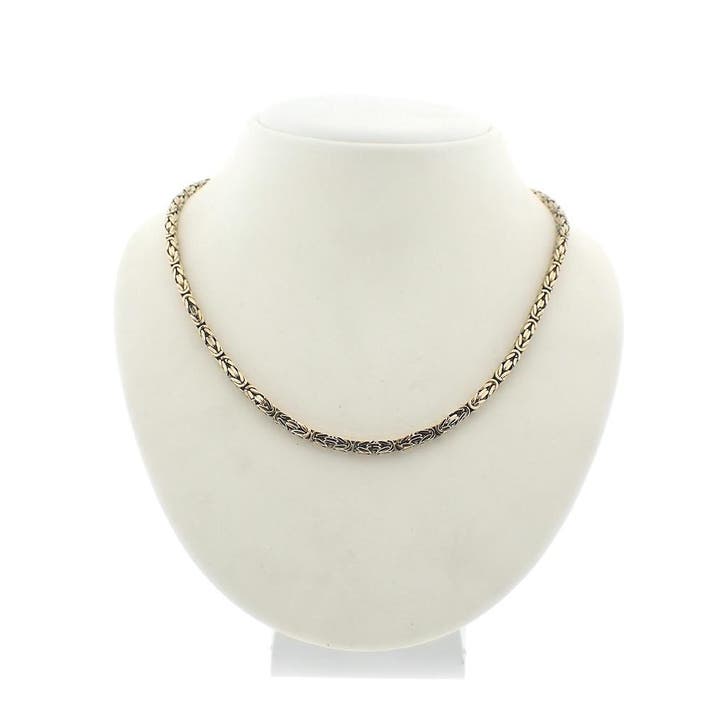 9 karaat vierkante koningsketting, Handtassen en Accessoires, Kettingen, Geel, Gebruikt, Goud, Ophalen of Verzenden