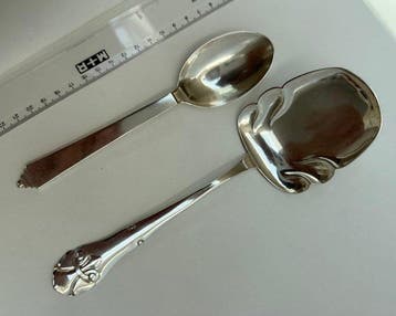 Cuillère de service (2) - Argent 830 - Cuillères à soupe