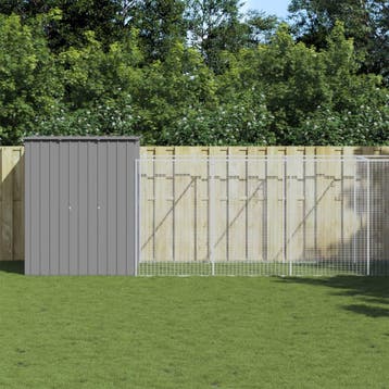 vidaXL Hondenhok met ren 165x1271x181 cm staal lichtgrijs, Verzenden