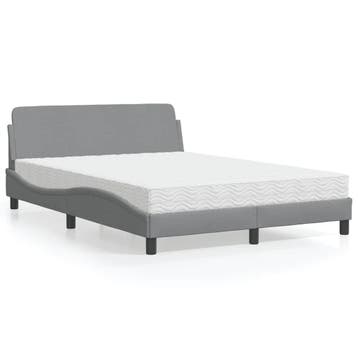 vidaXL Bed met matras Dover stof lichtgrijs 140x200 cm, Verzenden, Nieuw