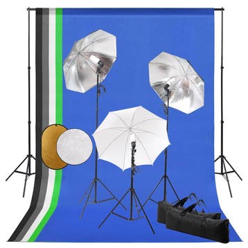 vidaXL Fotostudioset met lampen, paraplus, achtergrond en, Audio, Tv en Foto, Fotografie | Fotostudio en Toebehoren, Verzenden