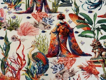 GCFabrics Exclusive – Artistieke katoenen stof Ocean, Antiek en Kunst