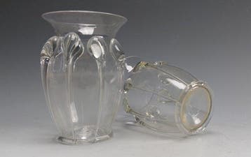 Drinkglas (2) - Glas - Draadribben glas, Antiek en Kunst