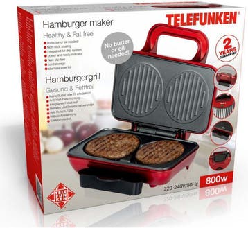 Telefunken Hamburgermaker - 800W, Ophalen of Verzenden, Nieuw in verpakking, Fornuis, Frituur en Grillen