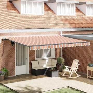 vidaXL Uitschuifbare luifel Meerkleurig 450 × 350 cm Stof en, Verzenden