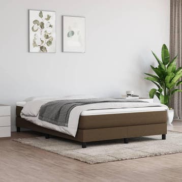 vidaXL Boxspring bed stof donkerbruin 140x200 cm, Verzenden, Nieuw