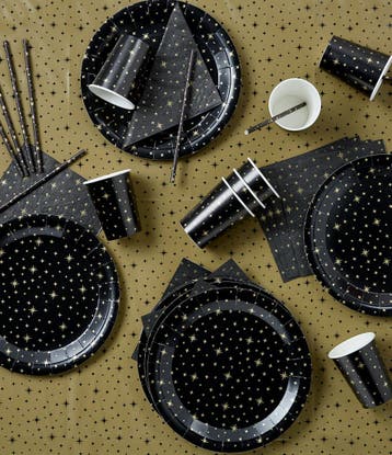 Party Tafelset Zwart Goud 41 delig, Verzenden, Nieuw