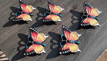 sculptuur, 5 vlinders - 8 cm - Gietijzer