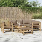 vidaXL 8-delige Loungeset met kussens bamboe taupe, Verzenden, Nieuw, Loungeset