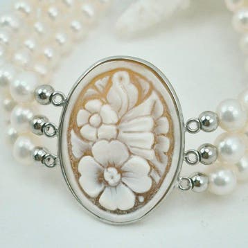 Argent - Bracelet - Camée gravé à la main