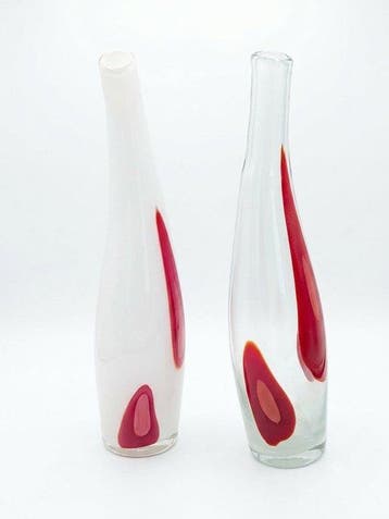 Vase (2) - Hauteur : 35 cm - Verre de Murano - verre soufflé