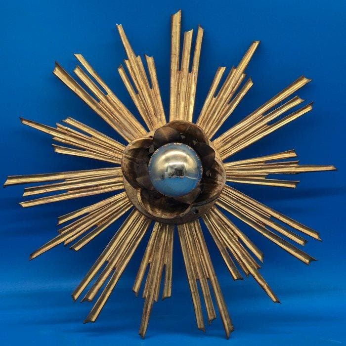 Applique murale - Applique murale forme soleil – bois doré –, Antiek en Kunst, Curiosa en Brocante