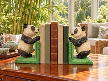 Boekensteunen (2) - ***STANDING PANDA***18cm-Antiek 1920 -