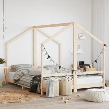 vidaXL Kinderbedframe 2x(80x200) cm massief grenenhout, Verzenden, Nieuw