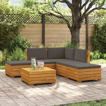 vidaXL 6 st Buiten bank set Massief Acacia Hout Bruin, Verzenden, Nieuw