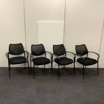 complete set van 4 stuks vergaderstoelen/ stapelstoelen, Huis en Inrichting, Stoelen, Gebruikt, Zwart