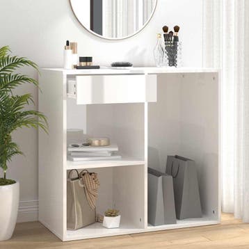 vidaXL Cosmeticakast 80x40x75 cm bewerkt hout hoogglans wit, Verzenden, Nieuw
