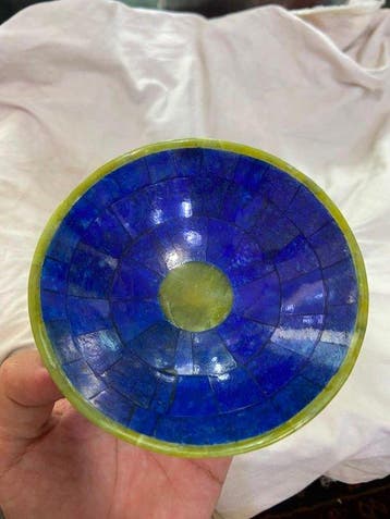 lapis lazuli mozaïek Kom - Breedte: 10 cm- 202 g - (1), Nieuw