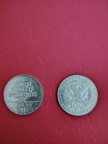 France. 100 Francs 1984 et 1987 (lot de 2 monnaies en