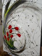 Isak W. Koch - Storm Tulips I Unique acrylic painting on