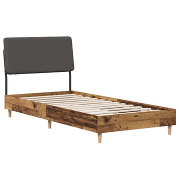vidaXL Eenpersoonsbed met hoofdbord Oud hout en donkergrijs, Verzenden, Nieuw