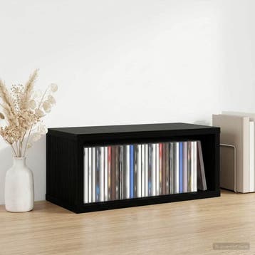 vidaXL CD Opslagrek Zwart eiken 40 x 17 x 17 cm Bewerkt hout, Verzenden, Nieuw