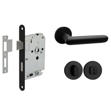 Deurbeslag set met WC-slot en deurklink Rinnovo zwart gev..., Ophalen of Verzenden, Nieuw, Overige materialen, Klink of Kruk