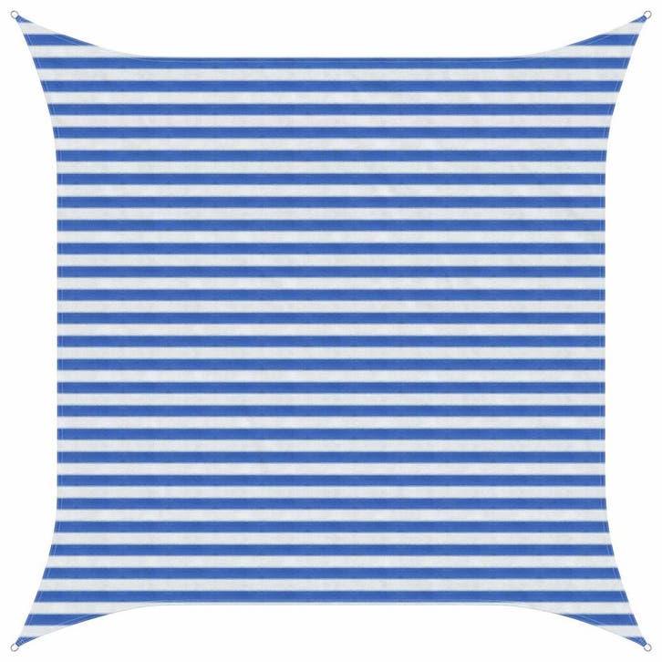 vidaXL Zonneschaduwzeil Blauw en Wit 3,6 x 3,6 m HDPE, Jardin & Terrasse, Parasols, Envoi