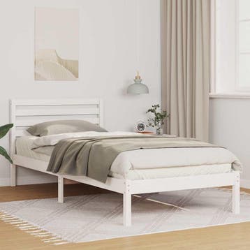 vidaXL Bedframe met hoofdeinde Wit 100 x 210 cm Massief, Verzenden, Nieuw