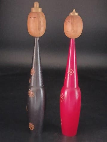 Beeldje - Paar Vintage Ssaku Kokeshi Poppen Kinkan